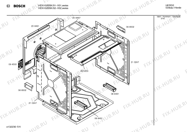Взрыв-схема плиты (духовки) Bosch HEN102BSK - Схема узла 04