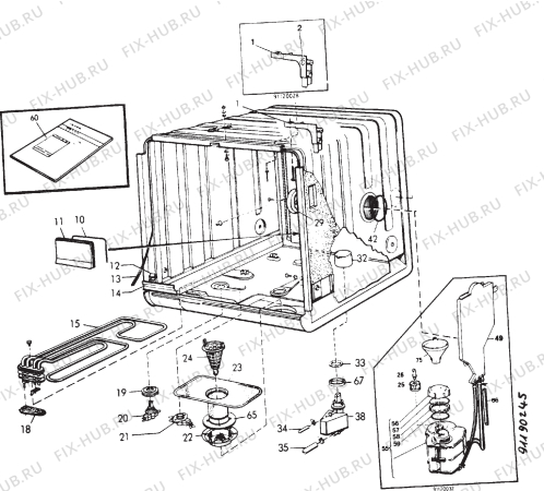 Взрыв-схема посудомоечной машины Zoppas PL611 - Схема узла Section 6