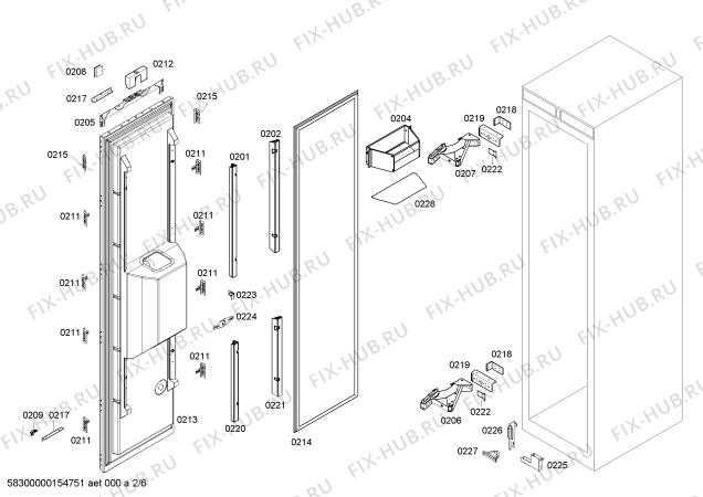 Взрыв-схема холодильника Gaggenau RF413203 - Схема узла 02