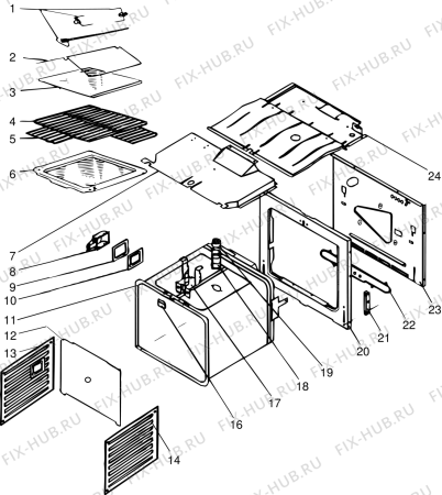 Взрыв-схема плиты (духовки) SCHOLTES FE403BM (F013054) - Схема узла