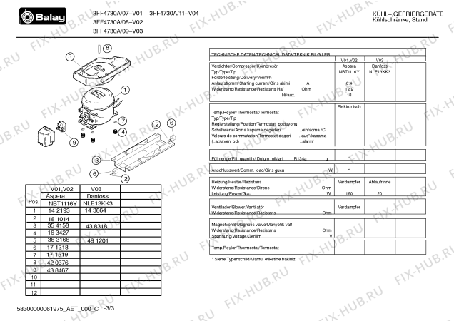 Схема №3 3FF4735A с изображением Инструкция по эксплуатации для холодильной камеры Bosch 00587174