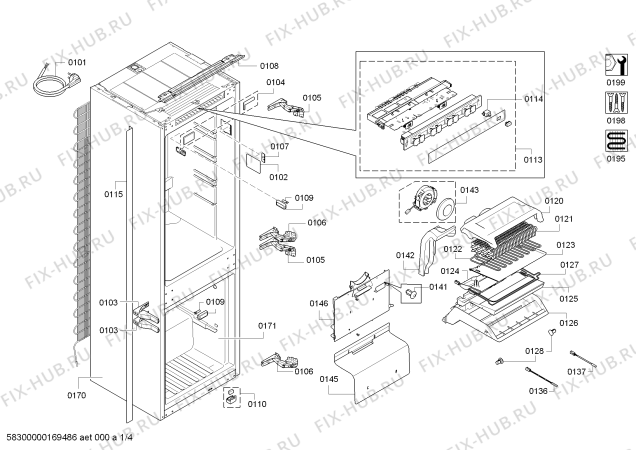 Схема №4 GI7413C30Y с изображением Панель для холодильной камеры Bosch 11013068