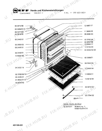 Взрыв-схема плиты (духовки) Neff 1113938031 1393/811Y - Схема узла 02
