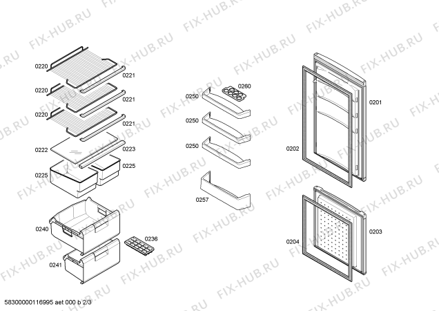 Взрыв-схема холодильника Bosch KGV24C00 - Схема узла 02