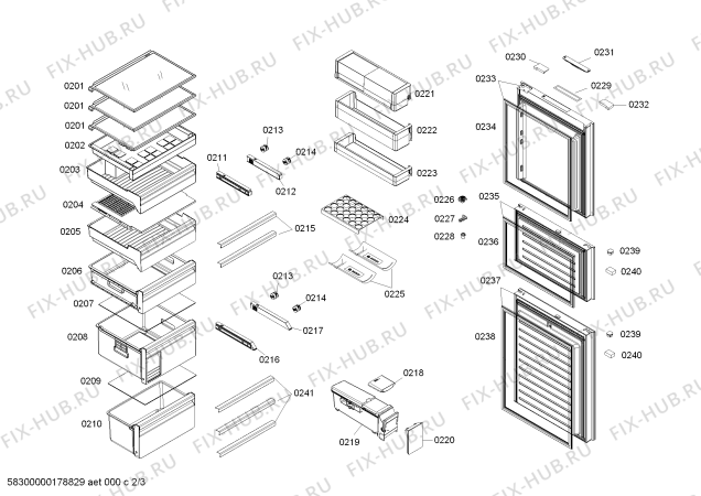 Схема №3 KGF30S12EC с изображением Выдвижной ящик для холодильной камеры Bosch 00798891