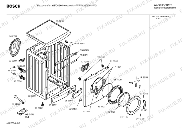 Схема №4 WFO1260II Maxx Comfort WFO 1260 с изображением Таблица программ для стиралки Bosch 00580202