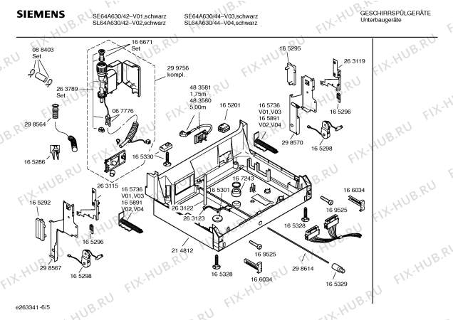 Схема №6 SE64A630 с изображением Инструкция по эксплуатации для посудомоечной машины Siemens 00583003
