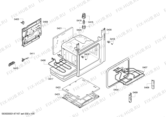 Взрыв-схема плиты (духовки) Bosch HCE422120 - Схема узла 04