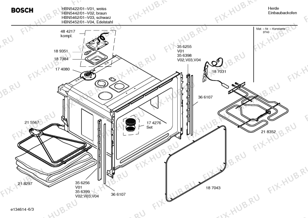 Схема №6 HBN5422 с изображением Инструкция по эксплуатации для плиты (духовки) Bosch 00583444