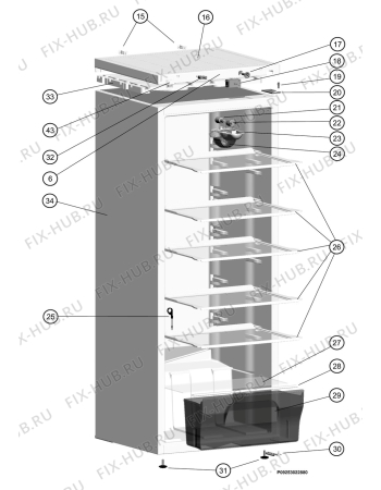 Взрыв-схема холодильника Privileg 160619_40993 - Схема узла Cooling system 017