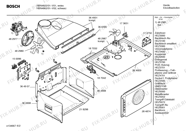 Схема №6 HBN4862 с изображением Инструкция по эксплуатации для плиты (духовки) Bosch 00583690
