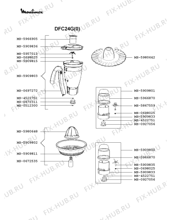 Взрыв-схема кухонного комбайна Moulinex DFC24G(0) - Схема узла RP002497.5P2