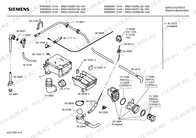 Схема №4 WM21050FF SIWAMAT 2105 с изображением Панель управления для стиралки Siemens 00355738