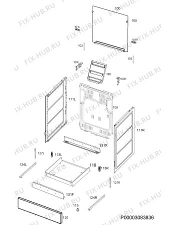 Взрыв-схема плиты (духовки) Faure FCG61001WA - Схема узла Housing 001