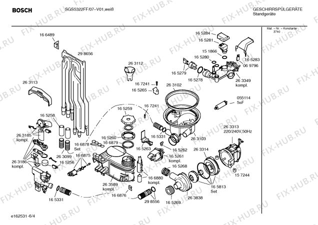 Взрыв-схема посудомоечной машины Bosch SGS5322FF - Схема узла 04
