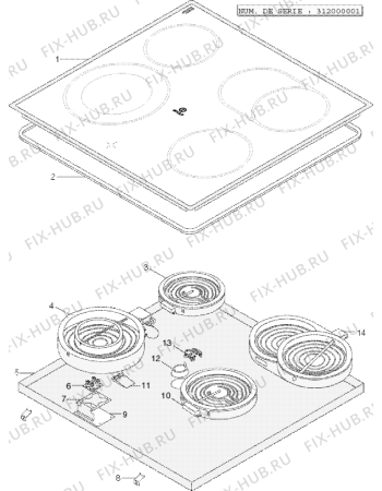 Схема №1 HK64RDOIX (F030149) с изображением Всякое для плиты (духовки) Indesit C00098958
