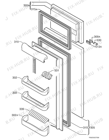 Взрыв-схема холодильника Zanussi ZI2302/TA - Схема узла Door 003