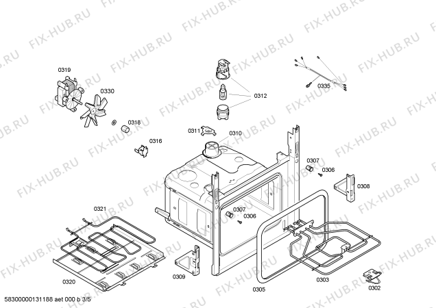 Схема №5 HBN41S551E Horno bosch indep.multif.inox.c/minutero с изображением Зажим для электропечи Bosch 00612350