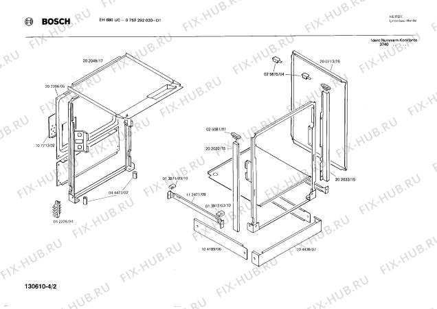 Взрыв-схема плиты (духовки) Bosch 0750292020 EH680UC - Схема узла 02