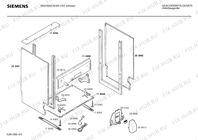 Схема №4 SN37604CN с изображением Панель для электропосудомоечной машины Siemens 00282857
