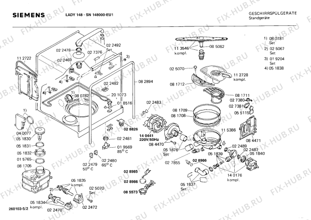 Взрыв-схема посудомоечной машины Siemens SN148000 - Схема узла 02