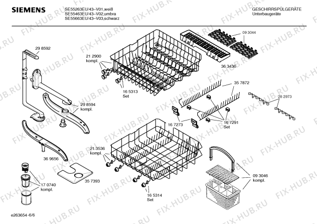 Схема №6 SE55663EU с изображением Инструкция по эксплуатации для посудомоечной машины Siemens 00588606