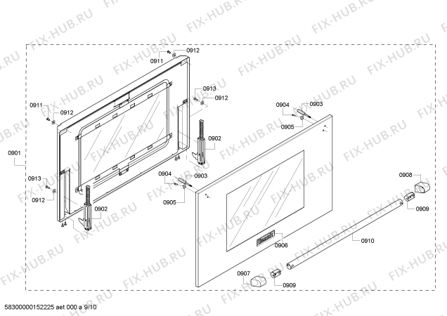 Схема №10 PRD364ELHC с изображением Панель для духового шкафа Bosch 00478899