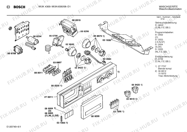 Схема №6 WUK4300 с изображением Вкладыш в панель для стиральной машины Bosch 00088505