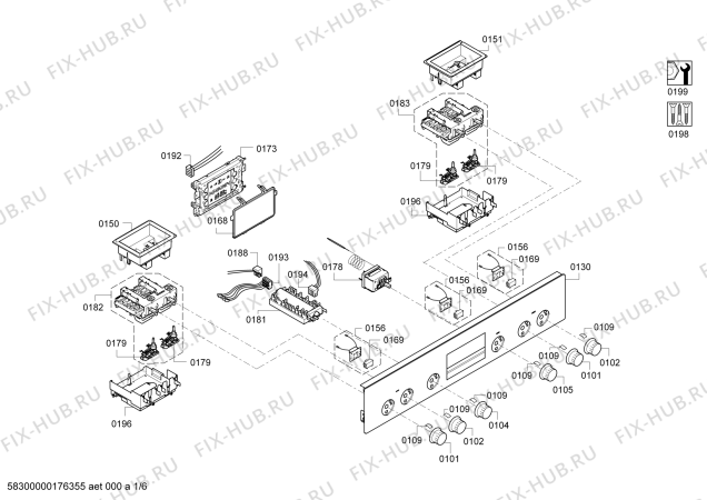 Схема №6 HEA23B151S с изображением Панель управления для плиты (духовки) Bosch 00709720