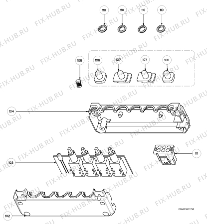 Взрыв-схема вытяжки Zanussi ZHC935X - Схема узла Section 2