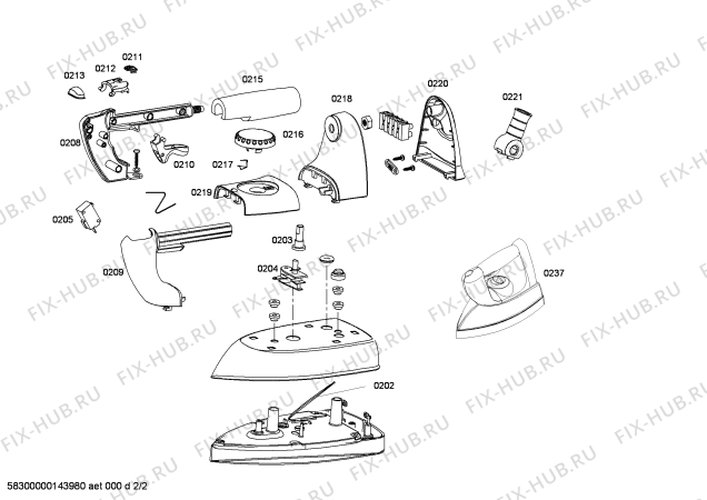 Схема №2 PL1420 с изображением Утюг для утюга (парогенератора) Bosch 00677689