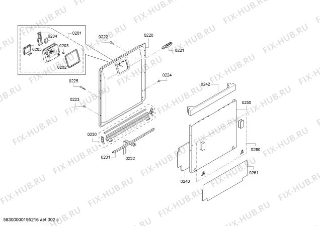 Схема №8 DI260112CN с изображением Передняя панель для посудомоечной машины Bosch 11028554