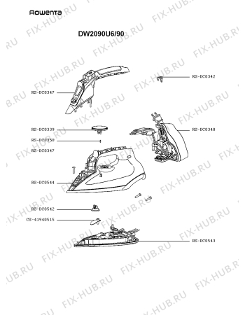 Схема №1 DW2090U6/90 с изображением Запчасть для утюга (парогенератора) Rowenta CS-41940515