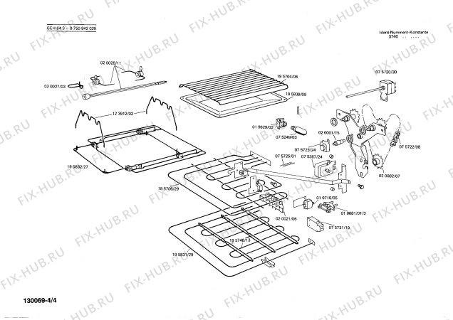 Схема №4 0750842020 GEH64S с изображением Головка поджига для плиты (духовки) Bosch 00020005
