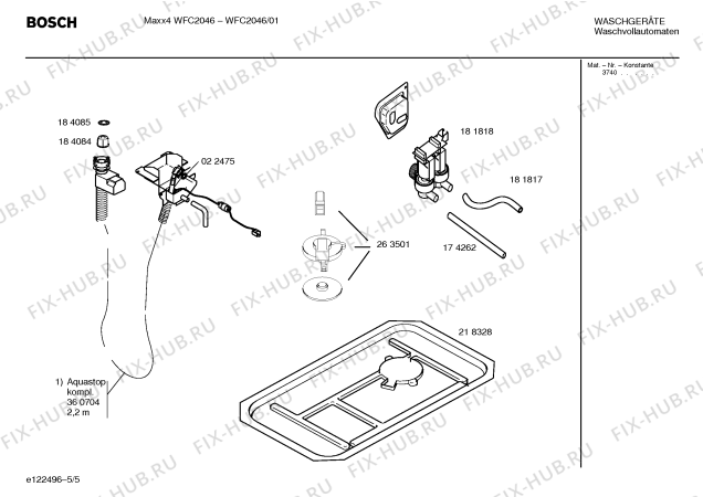 Схема стиральной машины Bosch WFC2046 Maxx4 WFC2046 - Схема узла 05 Взрыв-схема стиральной машины Bosch WFC2046 Maxx4 WFC2046 - Схема узла 05