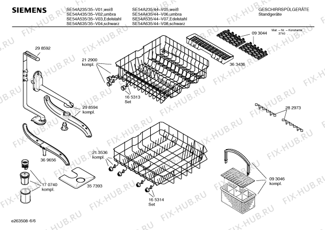 Схема №6 SE25A562 с изображением Инструкция по эксплуатации для посудомойки Siemens 00586327