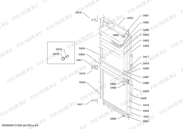 Взрыв-схема холодильника Siemens KFFO25S02L - Схема узла 04