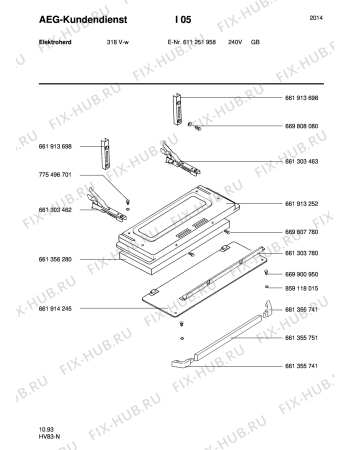 Взрыв-схема плиты (духовки) Aeg 318V-W GB - Схема узла Section4