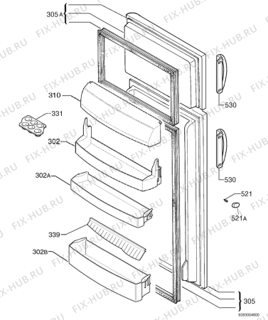 Взрыв-схема холодильника Faure FRD293AW - Схема узла Door 003