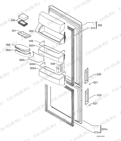 Взрыв-схема холодильника Aeg S2678-8 KGS - Схема узла Door 003