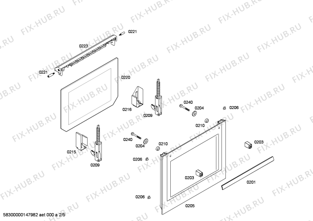 Схема №5 HBA41R420E Horno bosch indep.multif.blnc.c/minutero с изображением Передняя часть корпуса для электропечи Bosch 00673148