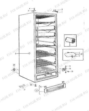 Взрыв-схема холодильника Electrolux EU2404C - Схема узла Cabinet + furniture (extra)