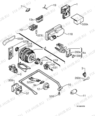 Взрыв-схема посудомоечной машины Zanussi DWS4825 - Схема узла Electrical equipment 268