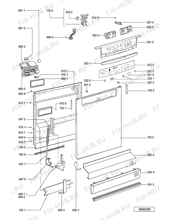 Схема №2 GSFP 2988 WS с изображением Панель для посудомоечной машины Whirlpool 481245371328