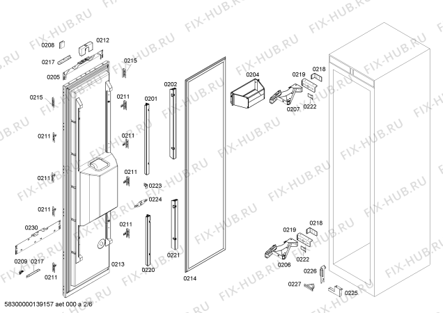 Схема №6 RF413700 с изображением Дверь для холодильника Bosch 00249074