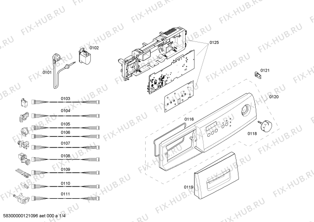Схема №4 WAE20260SG с изображением Панель управления для стиралки Bosch 00661786