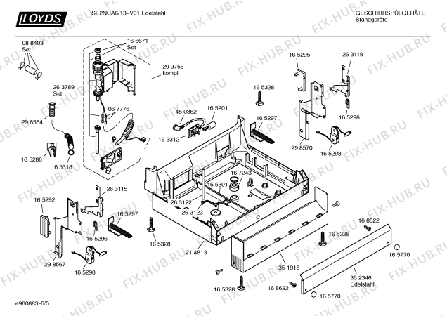 Взрыв-схема посудомоечной машины Lloyds SE2NCA6 026/219-06 - Схема узла 05