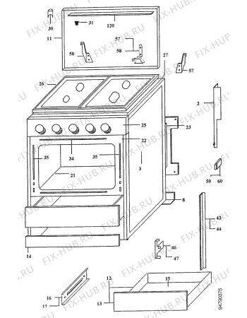 Взрыв-схема плиты (духовки) Zanussi Z540B1BUTANO - Схема узла Section 1