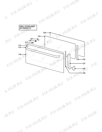 Взрыв-схема плиты (духовки) Aeg D81005D (BROWN) - Схема узла H10 Grill door assy