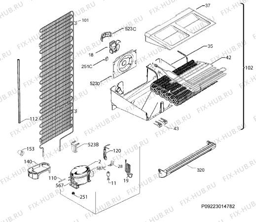 Взрыв-схема холодильника Aeg A82700GNW0 - Схема узла Cooling system 017